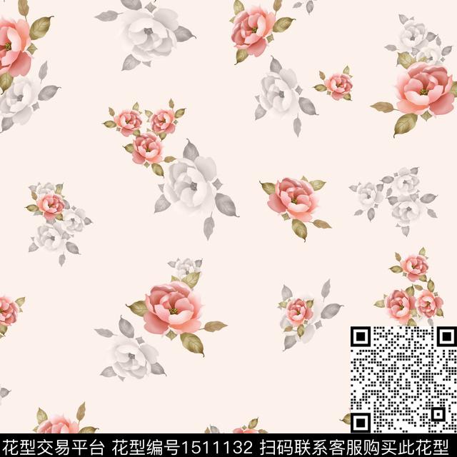 连衣裙女装花卉数码印花华亿平台下载（图片编号: 1511132） - 瓦栏（Walan）