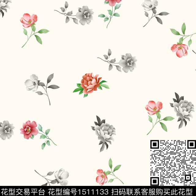 连衣裙女装花卉数码印花华亿平台下载（图片编号: 1511133） - 瓦栏（Walan）