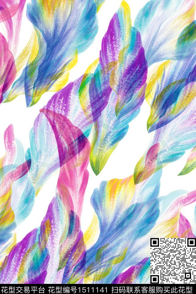 抽象花卉花卉大牌风数码印花华亿平台下载（图片编号: 1511141） - 瓦栏（Walan）
