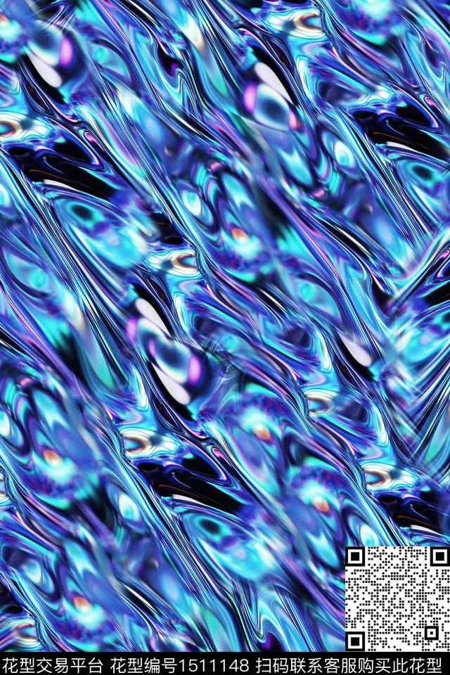 肌理抽象男装中国风数码印花华亿平台下载（图片编号: 1511148） - 瓦栏（Walan）