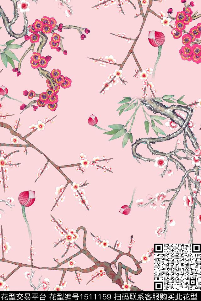 香云纱旗袍中国风数码印花华亿平台下载（图片编号: 1511159） - 瓦栏（Walan）