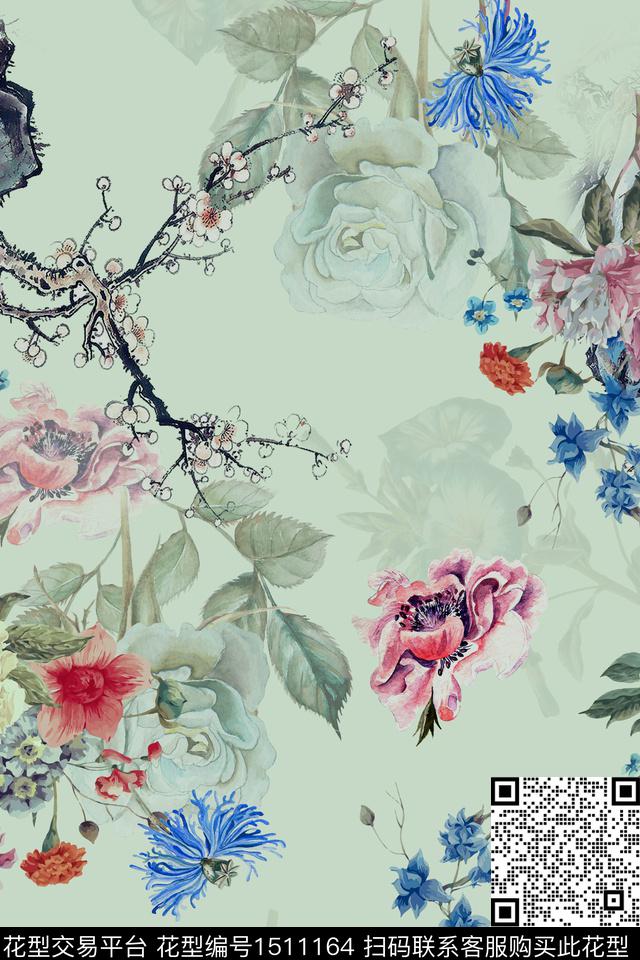 香云纱旗袍中国风数码印花华亿平台下载（图片编号: 1511164） - 瓦栏（Walan）