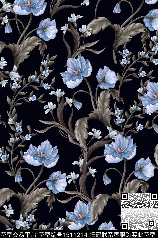 女装花卉小碎花数码印花华亿平台下载（图片编号: 1511214） - 瓦栏（Walan）