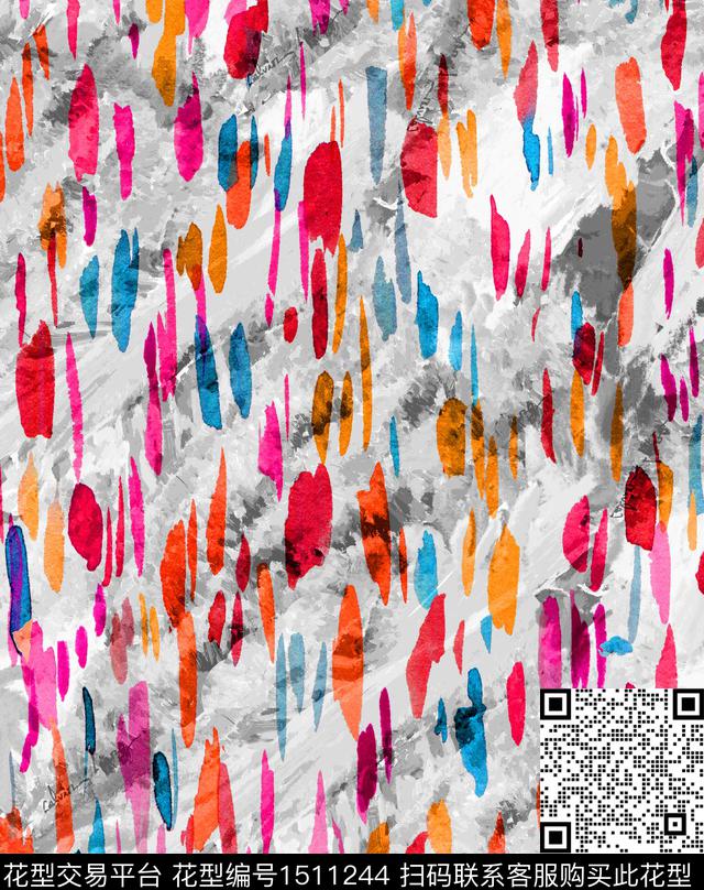 大牌风抽象手绘数码印花华亿平台下载（图片编号: 1511244） - 瓦栏（Walan）