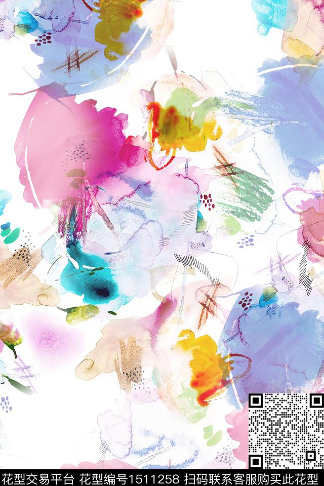 肌理抽象小清新数码印花华亿平台下载（图片编号: 1511258） - 瓦栏（Walan）