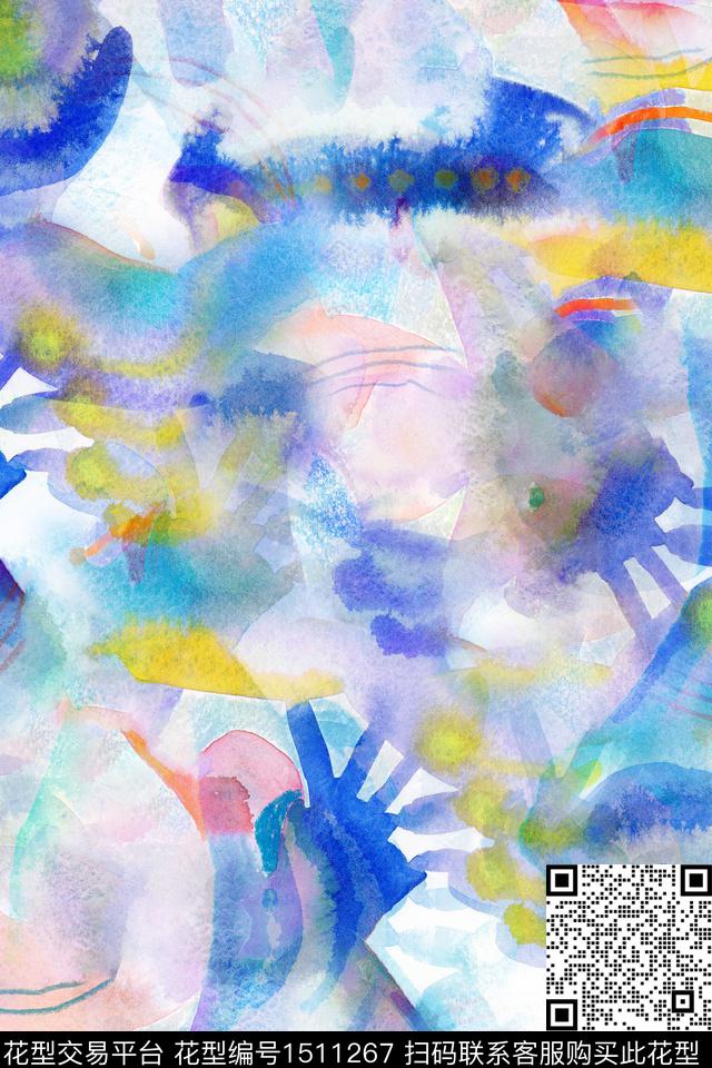 肌理抽象小清新数码印花华亿平台下载（图片编号: 1511267） - 瓦栏（Walan）