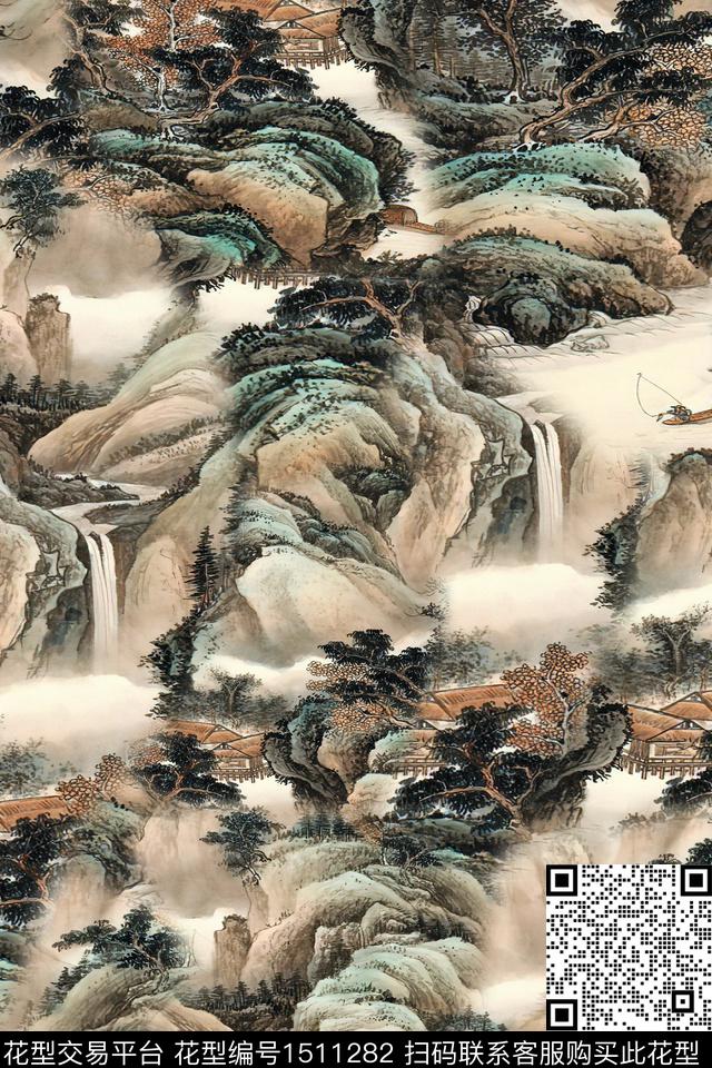 香云纱国画中老年数码印花华亿平台下载（图片编号: 1511282） - 瓦栏（Walan）