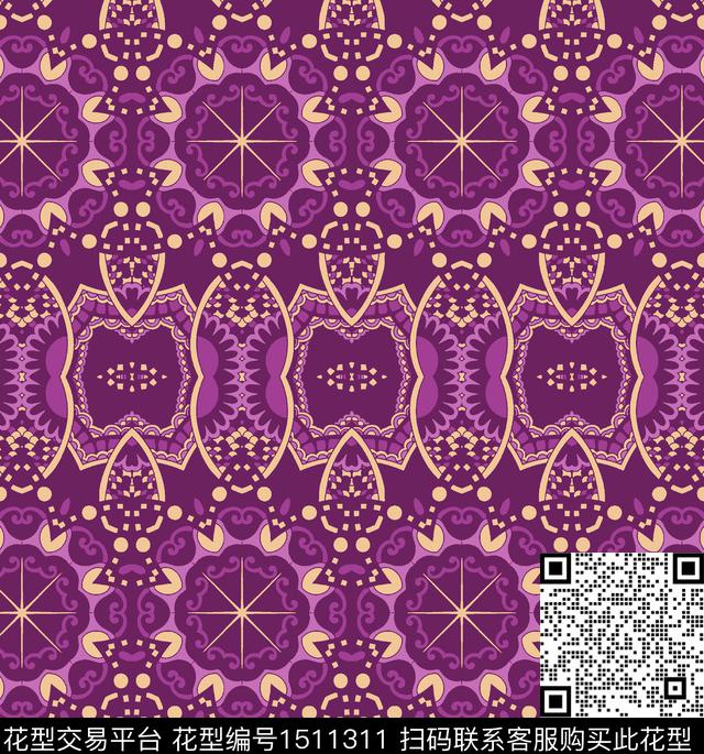 女装复古古典花纹数码印花华亿平台下载（图片编号: 1511311） - 瓦栏（Walan）