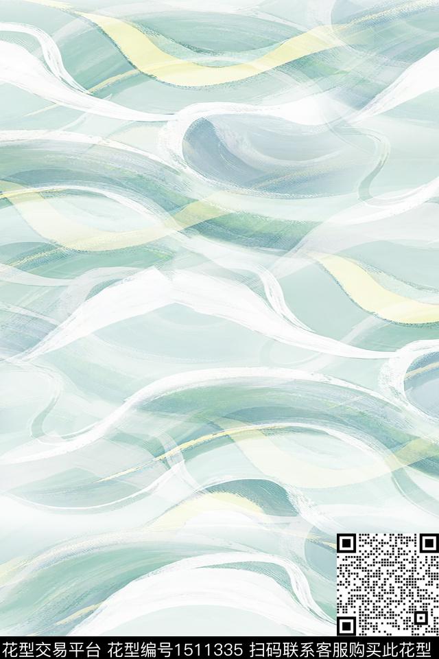 抽象小清新真丝数码印花华亿平台下载（图片编号: 1511335） - 瓦栏（Walan）