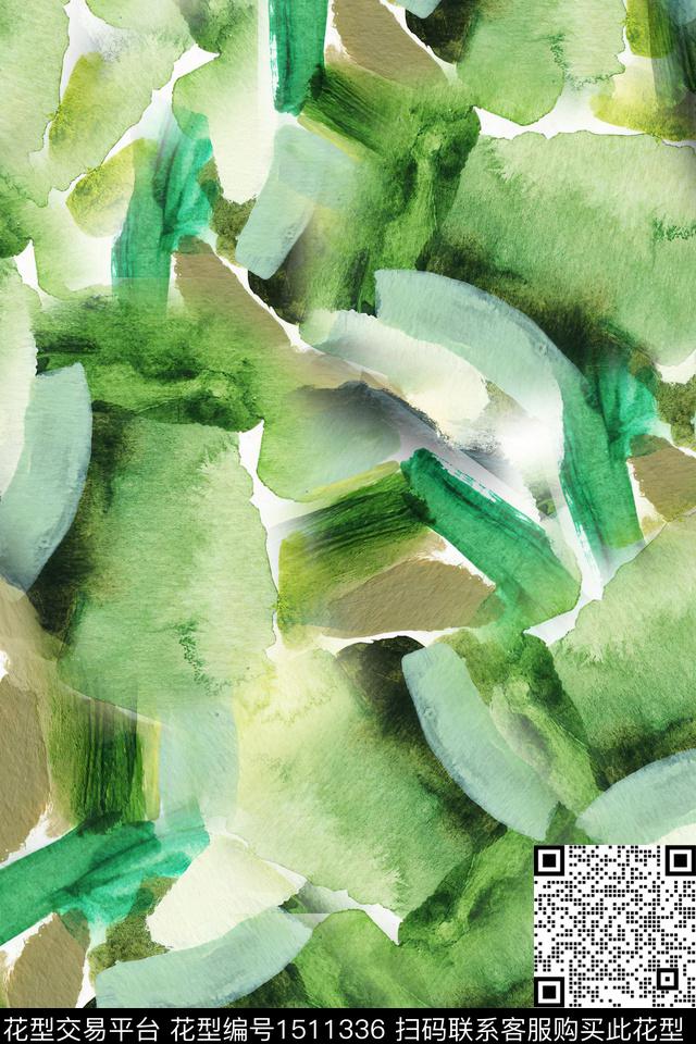 抽象小清新真丝数码印花华亿平台下载（图片编号: 1511336） - 瓦栏（Walan）