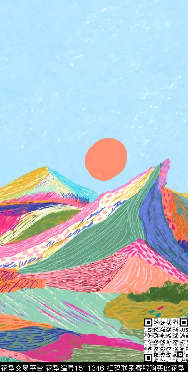 定位花童装风景插画数码印花华亿平台下载（图片编号: 1511346） - 瓦栏（Walan）