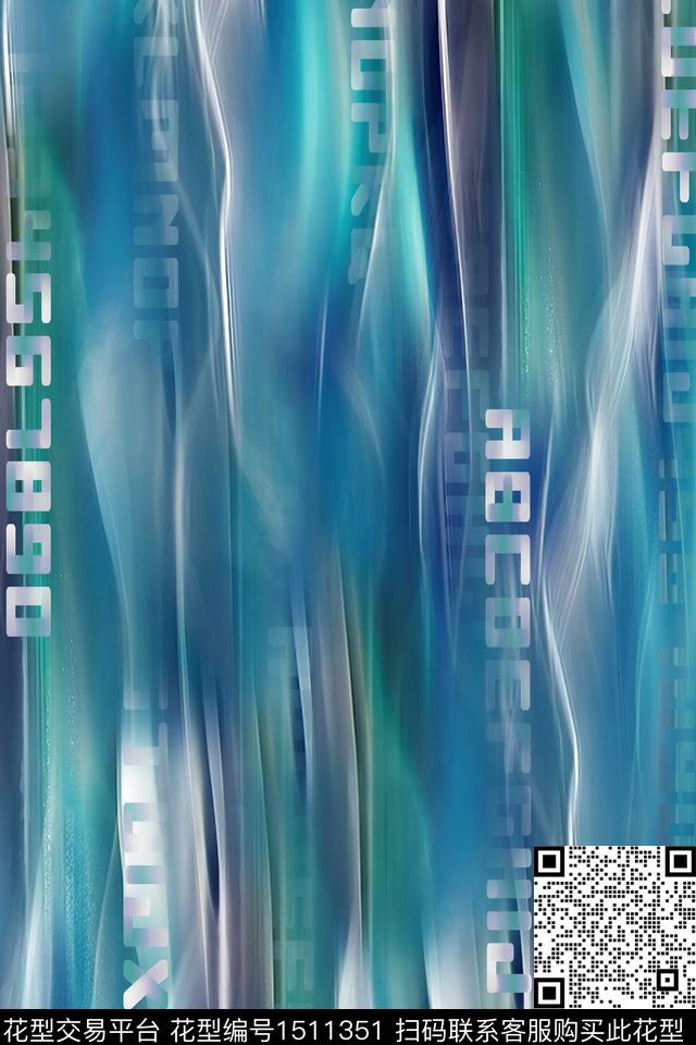 字母肌理男装数码印花华亿平台下载（图片编号: 1511351） - 瓦栏（Walan）