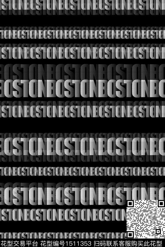 字母男装大牌风数码印花华亿平台下载（图片编号: 1511353） - 瓦栏（Walan）