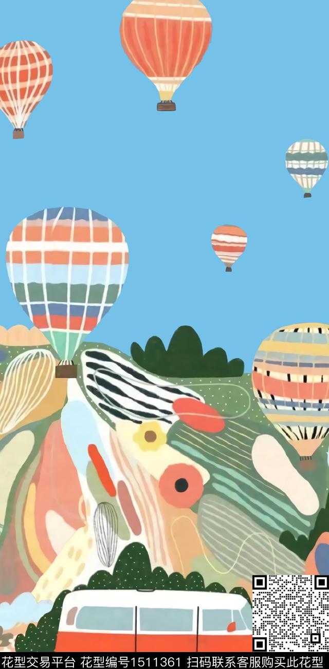 可爱趣味风景插画数码印花华亿平台下载（图片编号: 1511361） - 瓦栏（Walan）