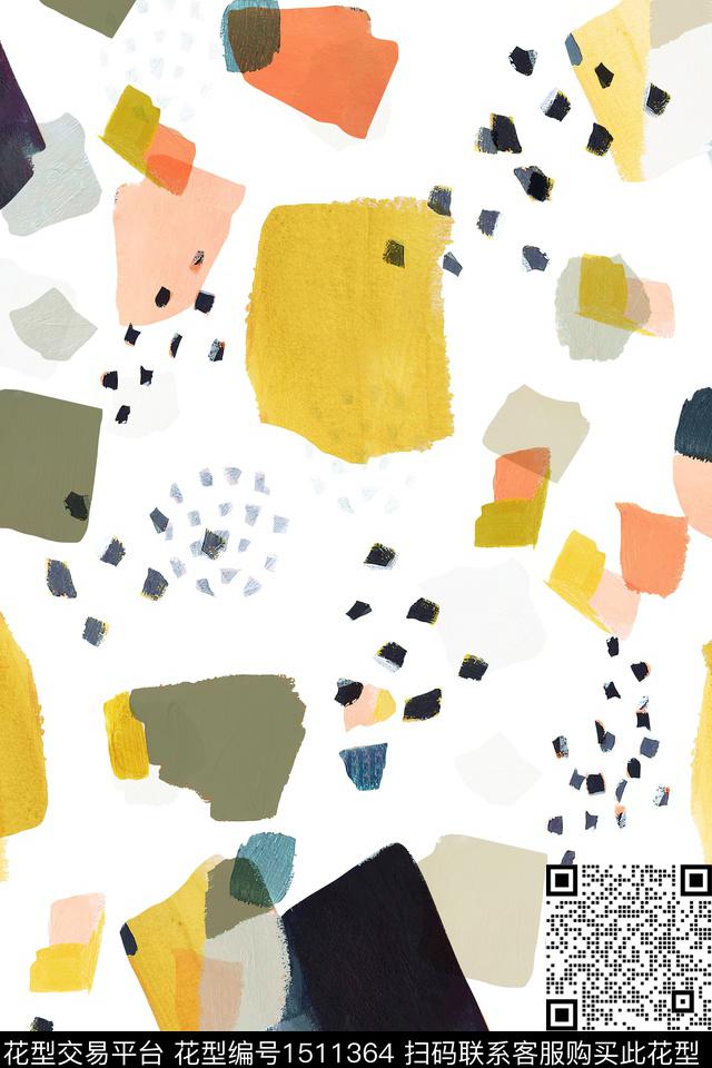 肌理大牌风抽象数码印花华亿平台下载（图片编号: 1511364） - 瓦栏（Walan）