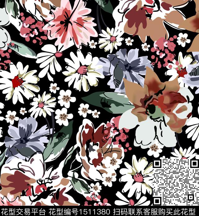 绿植树叶花卉小碎花传统印花华亿平台下载（图片编号: 1511380） - 瓦栏（Walan）