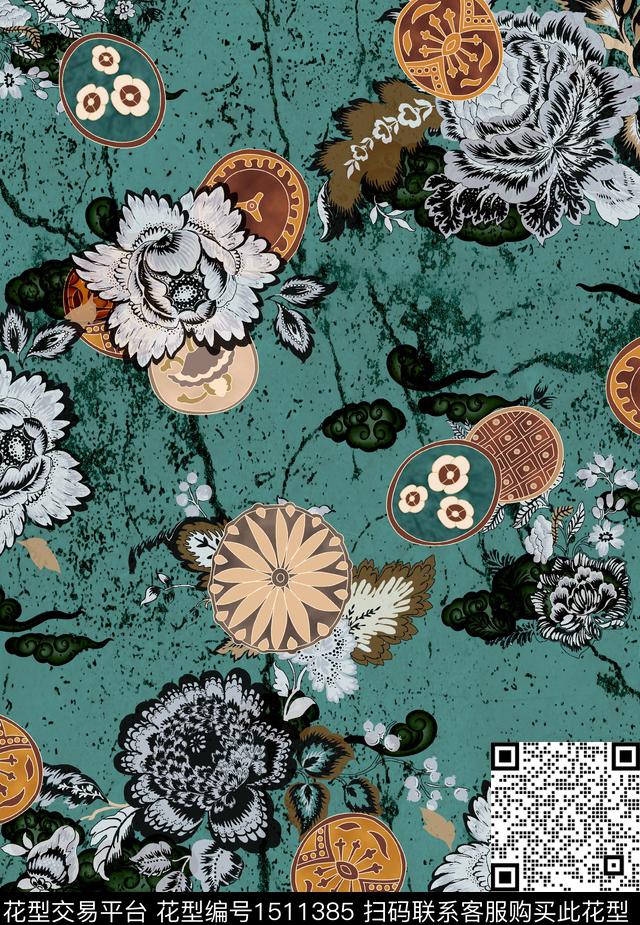 连衣裙女装中国风传统印花华亿平台下载（图片编号: 1511385） - 瓦栏（Walan）