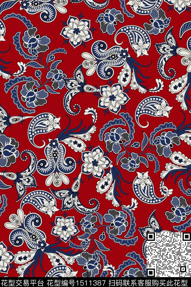 佩斯利中老年复古传统印花华亿平台下载（图片编号: 1511387） - 瓦栏（Walan）