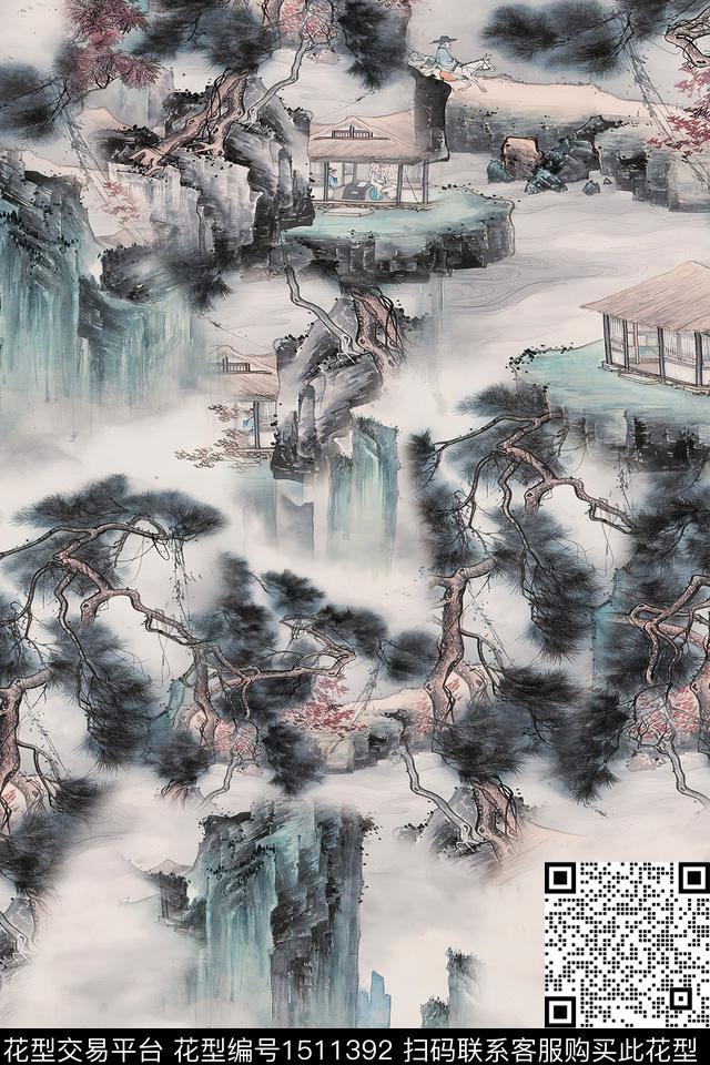 花卉旗袍小碎花数码印花华亿平台下载（图片编号: 1511392） - 瓦栏（Walan）