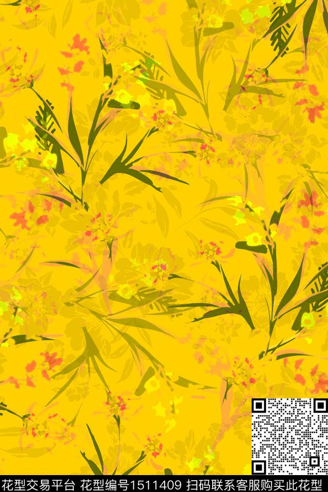 花卉矢量小碎花数码印花华亿平台下载（图片编号: 1511409） - 瓦栏（Walan）