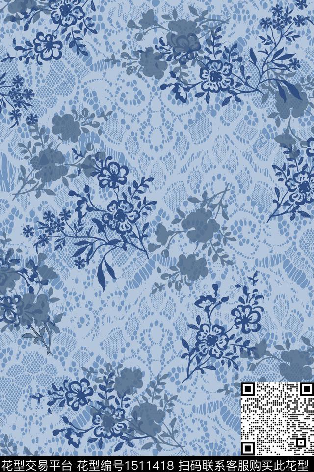 花卉矢量小碎花数码印花华亿平台下载（图片编号: 1511418） - 瓦栏（Walan）