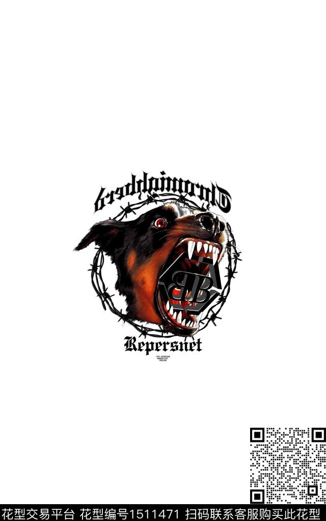 字母定位花男装数码印花华亿平台下载（图片编号: 1511471） - 瓦栏（Walan）