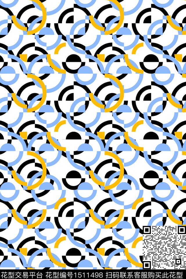 几何格子大牌风数码印花华亿平台下载（图片编号: 1511498） - 瓦栏（Walan）