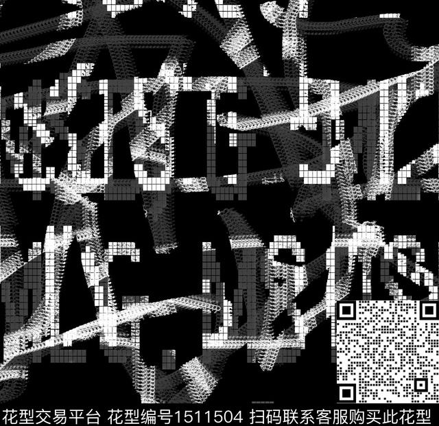 字母几何格子数码印花华亿平台下载（图片编号: 1511504） - 瓦栏（Walan）