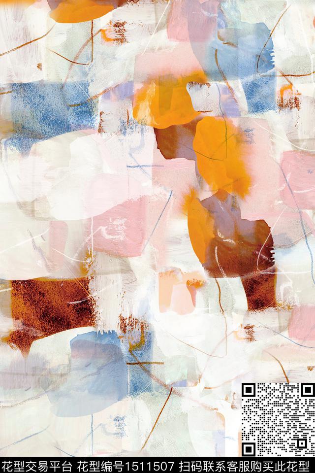 肌理大牌风抽象数码印花华亿平台下载（图片编号: 1511507） - 瓦栏（Walan）