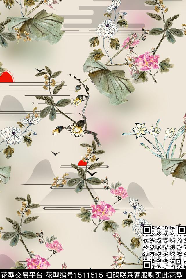 女装花卉大牌风数码印花华亿平台下载（图片编号: 1511515） - 瓦栏（Walan）
