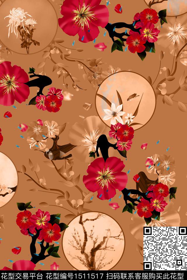 女装花卉大牌风数码印花华亿平台下载（图片编号: 1511517） - 瓦栏（Walan）