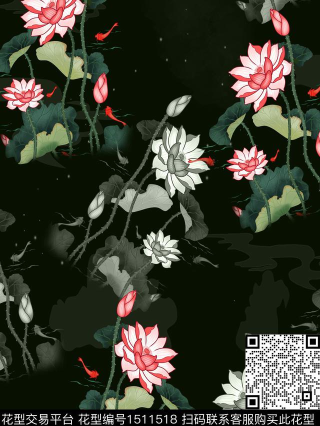 女装花卉大牌风数码印花华亿平台下载（图片编号: 1511518） - 瓦栏（Walan）