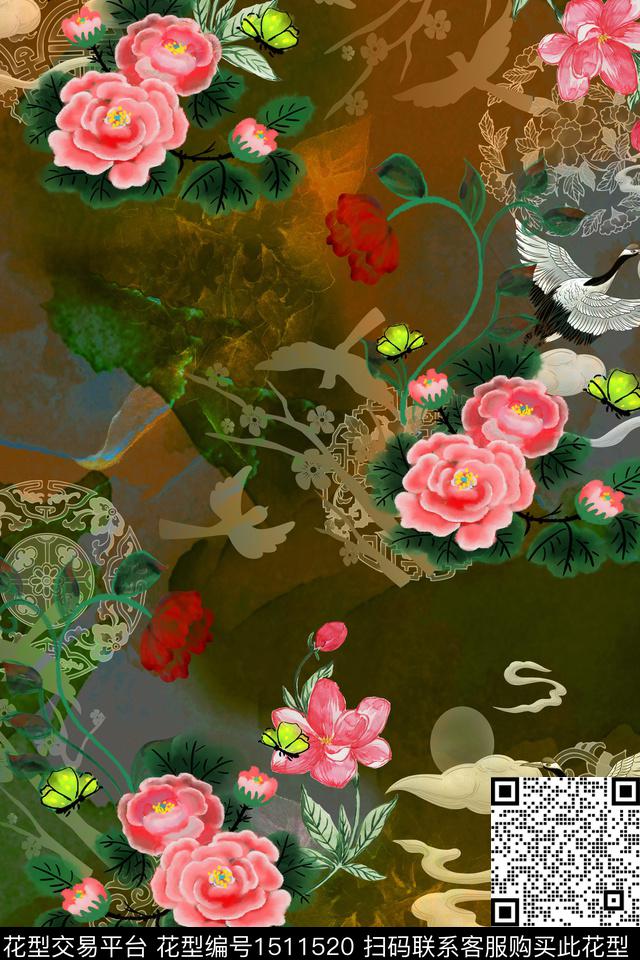 女装花卉大牌风数码印花华亿平台下载（图片编号: 1511520） - 瓦栏（Walan）