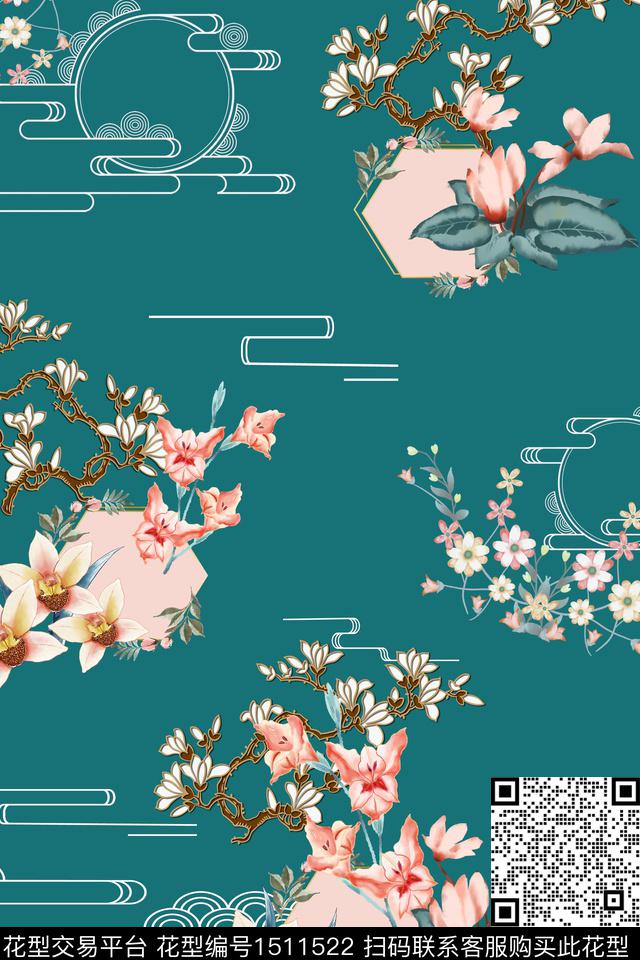 女装花卉大牌风数码印花华亿平台下载（图片编号: 1511522） - 瓦栏（Walan）