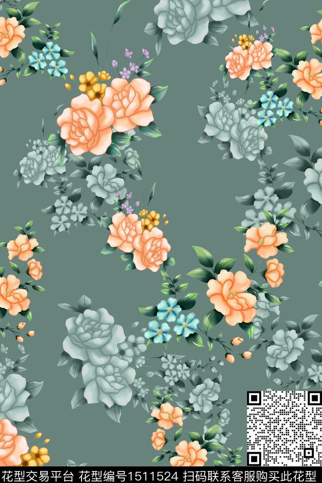 女装花卉大牌风数码印花华亿平台下载（图片编号: 1511524） - 瓦栏（Walan）