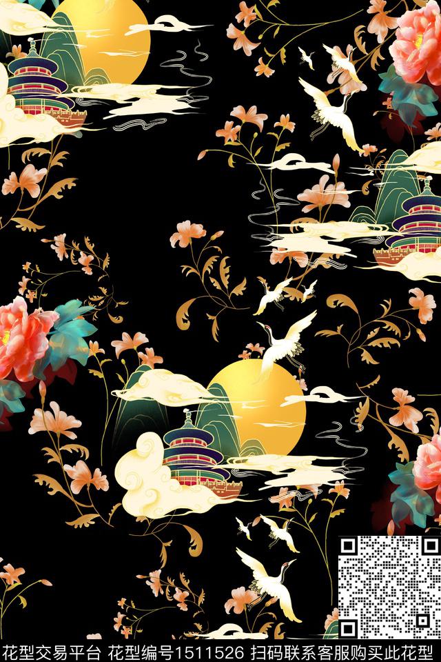 女装花卉大牌风数码印花华亿平台下载（图片编号: 1511526） - 瓦栏（Walan）