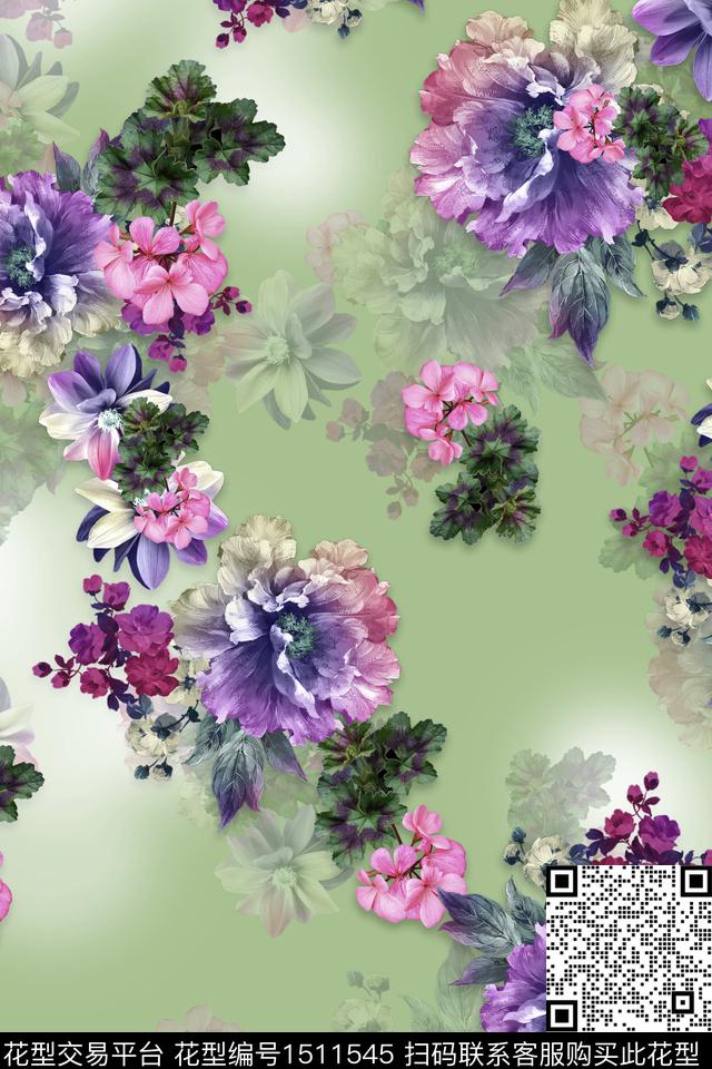 旗袍大牌风大花数码印花华亿平台下载（图片编号: 1511545） - 瓦栏（Walan）