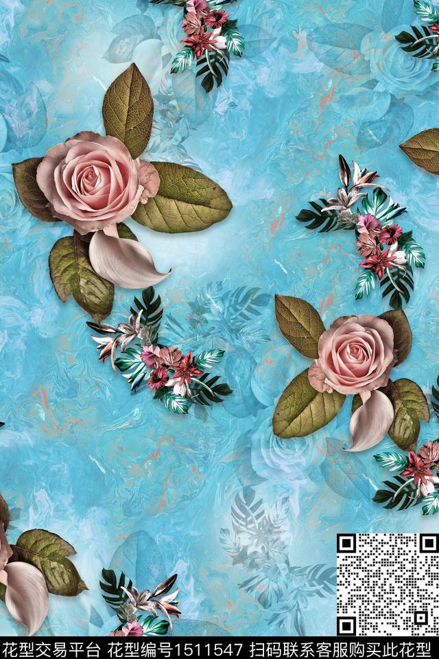 旗袍大牌风大花数码印花华亿平台下载（图片编号: 1511547） - 瓦栏（Walan）