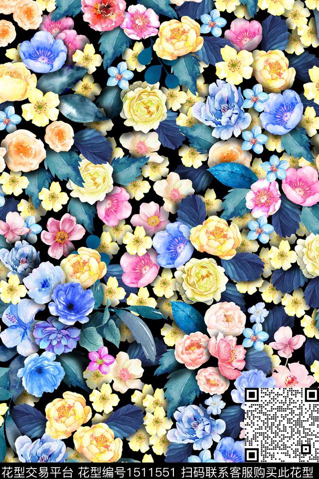 女装花卉植物数码印花华亿平台下载（图片编号: 1511551） - 瓦栏（Walan）