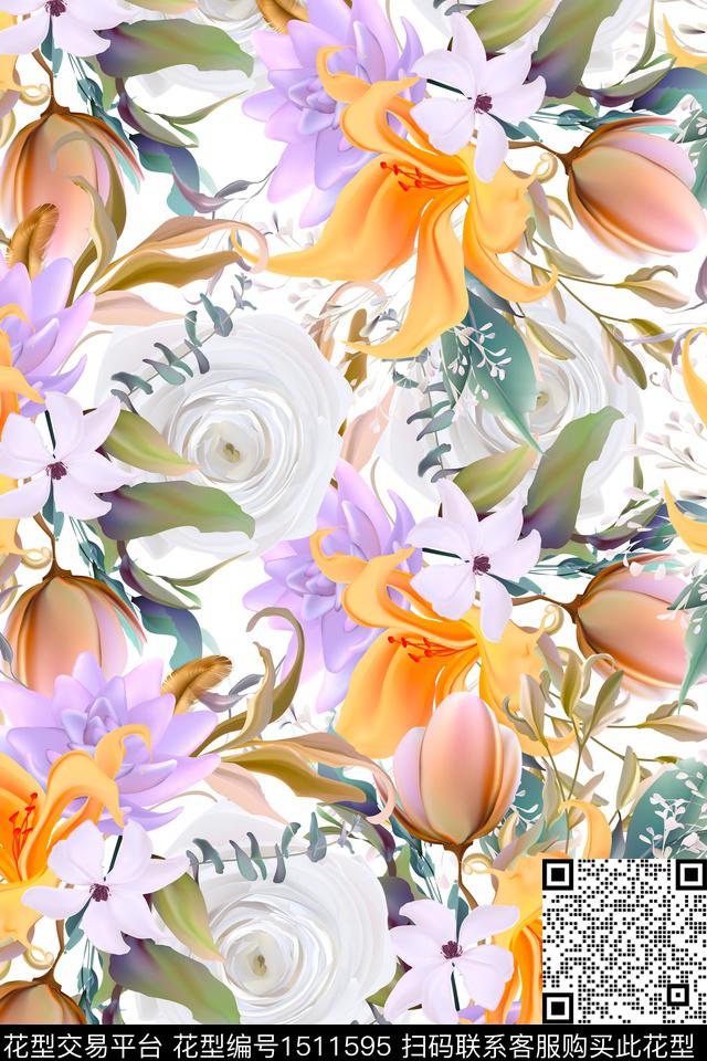 女装花卉小碎花数码印花华亿平台下载（图片编号: 1511595） - 瓦栏（Walan）