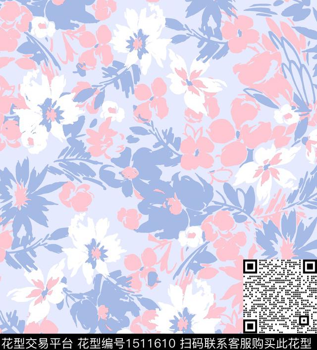 年轻女性真丝清新淡雅传统印花华亿平台下载（图片编号: 1511610） - 瓦栏（Walan）