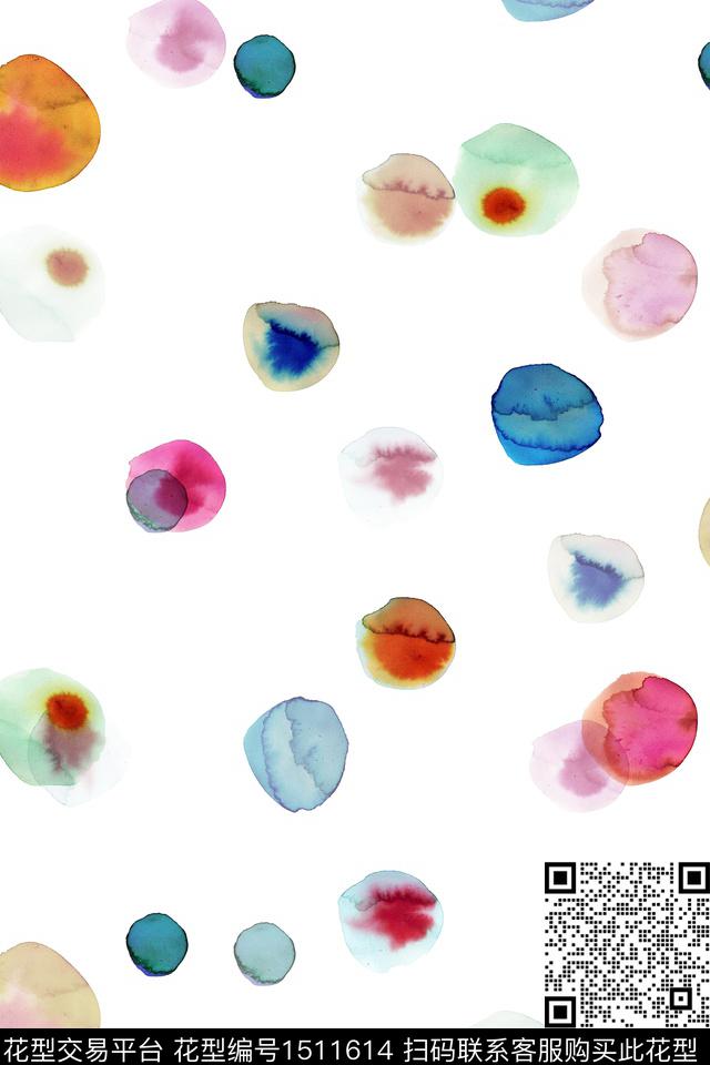 清爽底花卉小清新波点数码印花华亿平台下载（图片编号: 1511614） - 瓦栏（Walan）