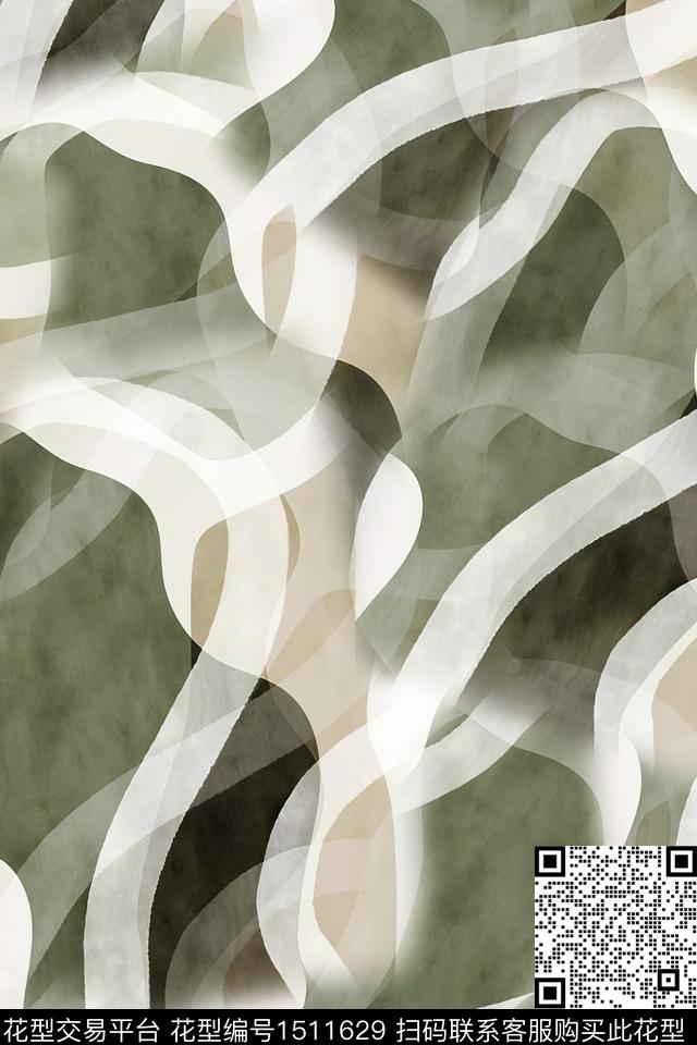 抽象小清新真丝数码印花华亿平台下载（图片编号: 1511629） - 瓦栏（Walan）