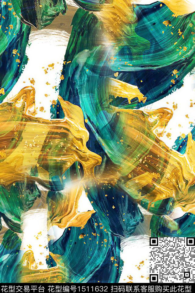 抽象小清新真丝数码印花华亿平台下载（图片编号: 1511632） - 瓦栏（Walan）