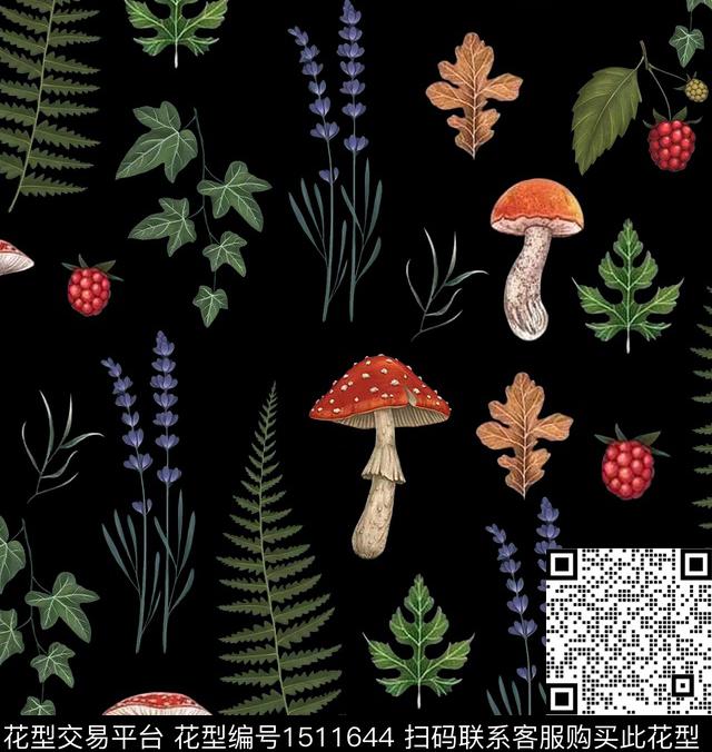 秋冬华亿平台植物复古数码印花华亿平台下载（图片编号: 1511644） - 瓦栏（Walan）