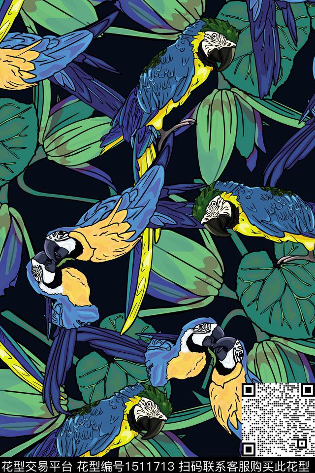 女装鸟儿年轻女性数码印花华亿平台下载（图片编号: 1511713） - 瓦栏（Walan）