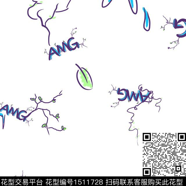 涂鸦字母男装传统印花华亿平台下载（图片编号: 1511728） - 瓦栏（Walan）