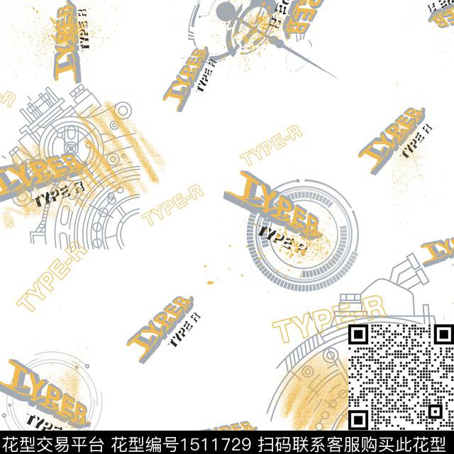 字母男装卡通传统印花华亿平台下载（图片编号: 1511729） - 瓦栏（Walan）