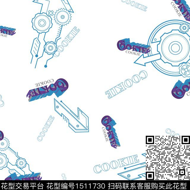 字母男装卡通传统印花华亿平台下载（图片编号: 1511730） - 瓦栏（Walan）