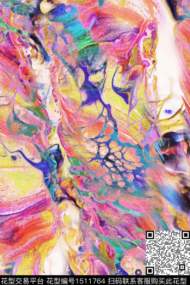 数码华亿平台女装抽象数码印花华亿平台下载（图片编号: 1511764） - 瓦栏（Walan）